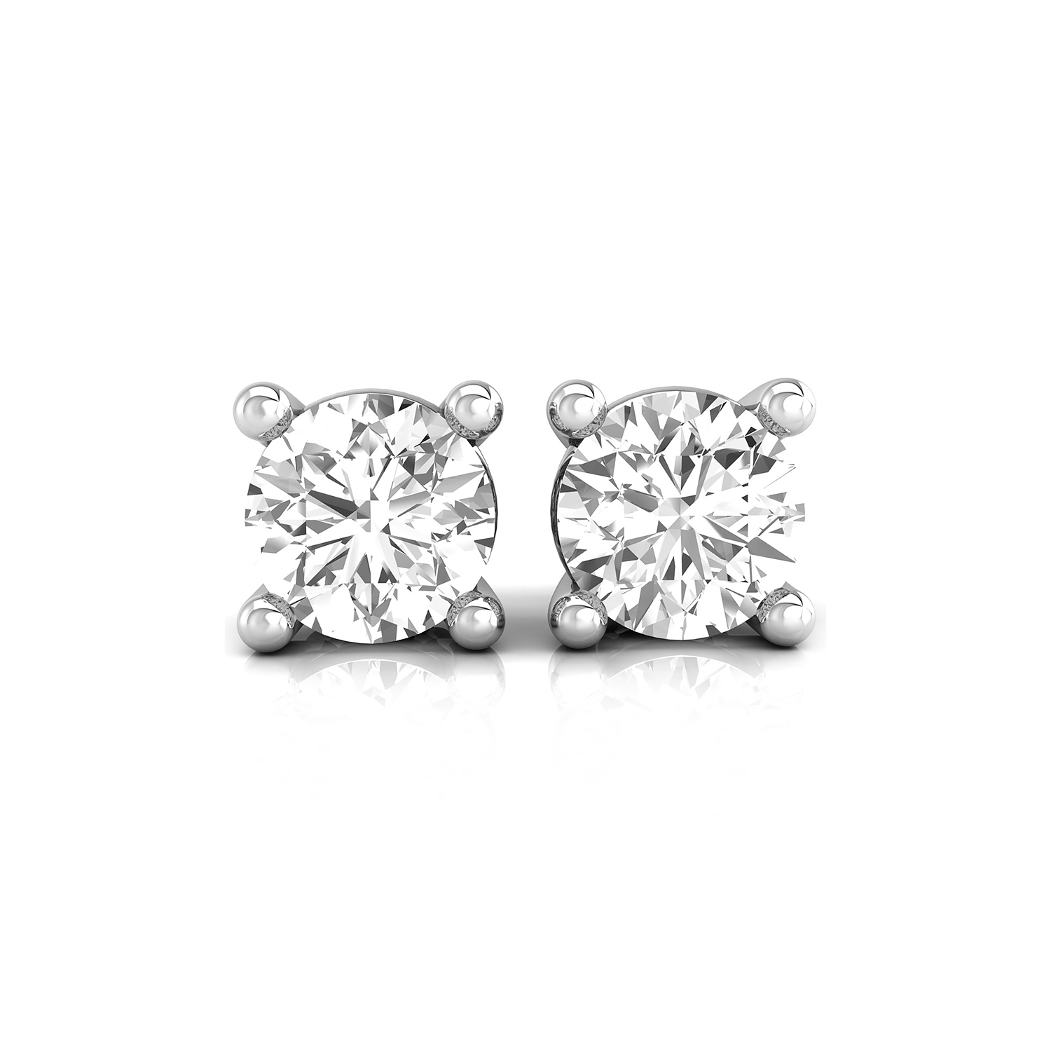 Alia 3/4 Ct round brilliant cut natural diamond solitaire studs For Her