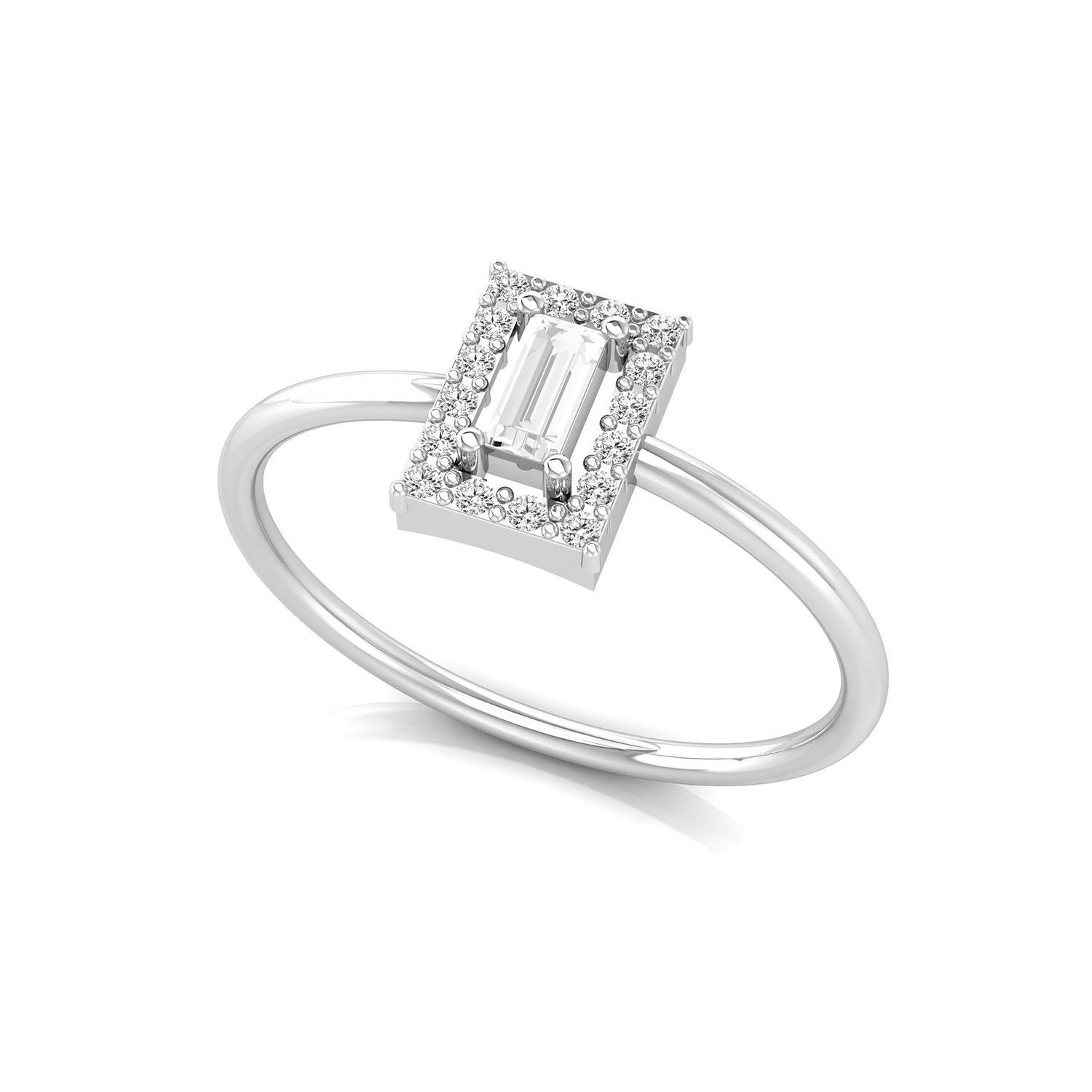 2/9 Ct Elegant baguette & round brilliant cut natural diamond halo set wedding ring
