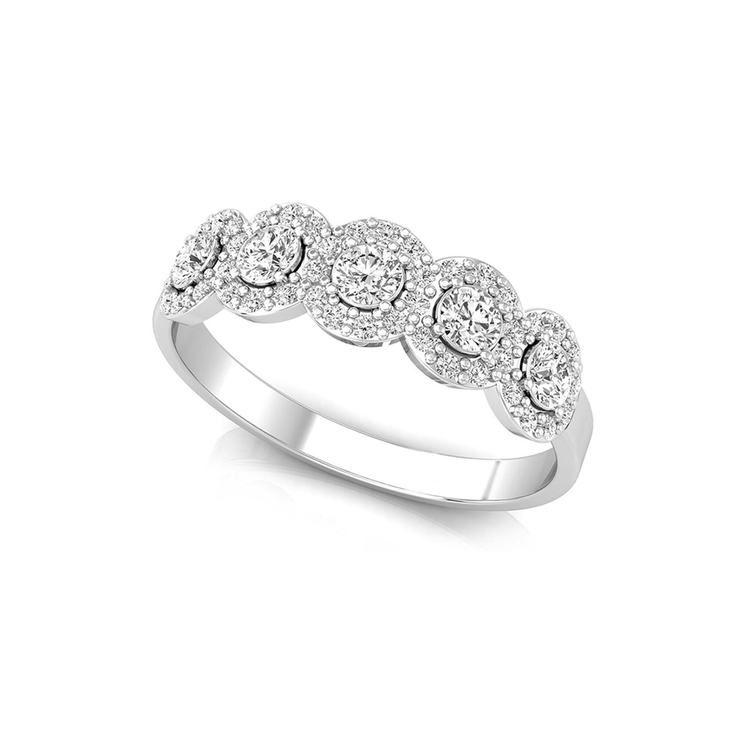 luxury 4/7 Ct round brilliant cut natural diamond halo set bridal ring