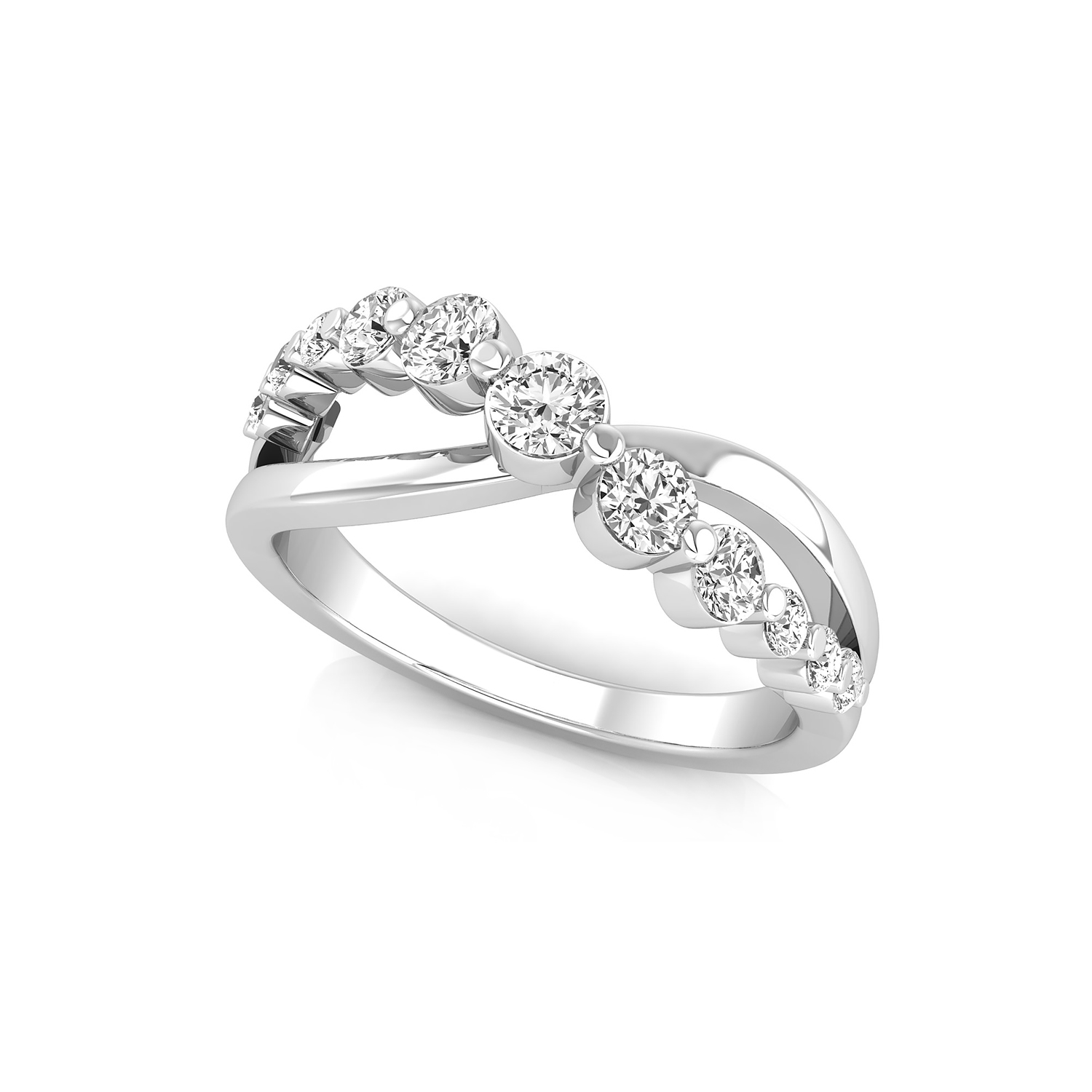 5/9 Ct brilliant round natural diamond single prong set journey ring