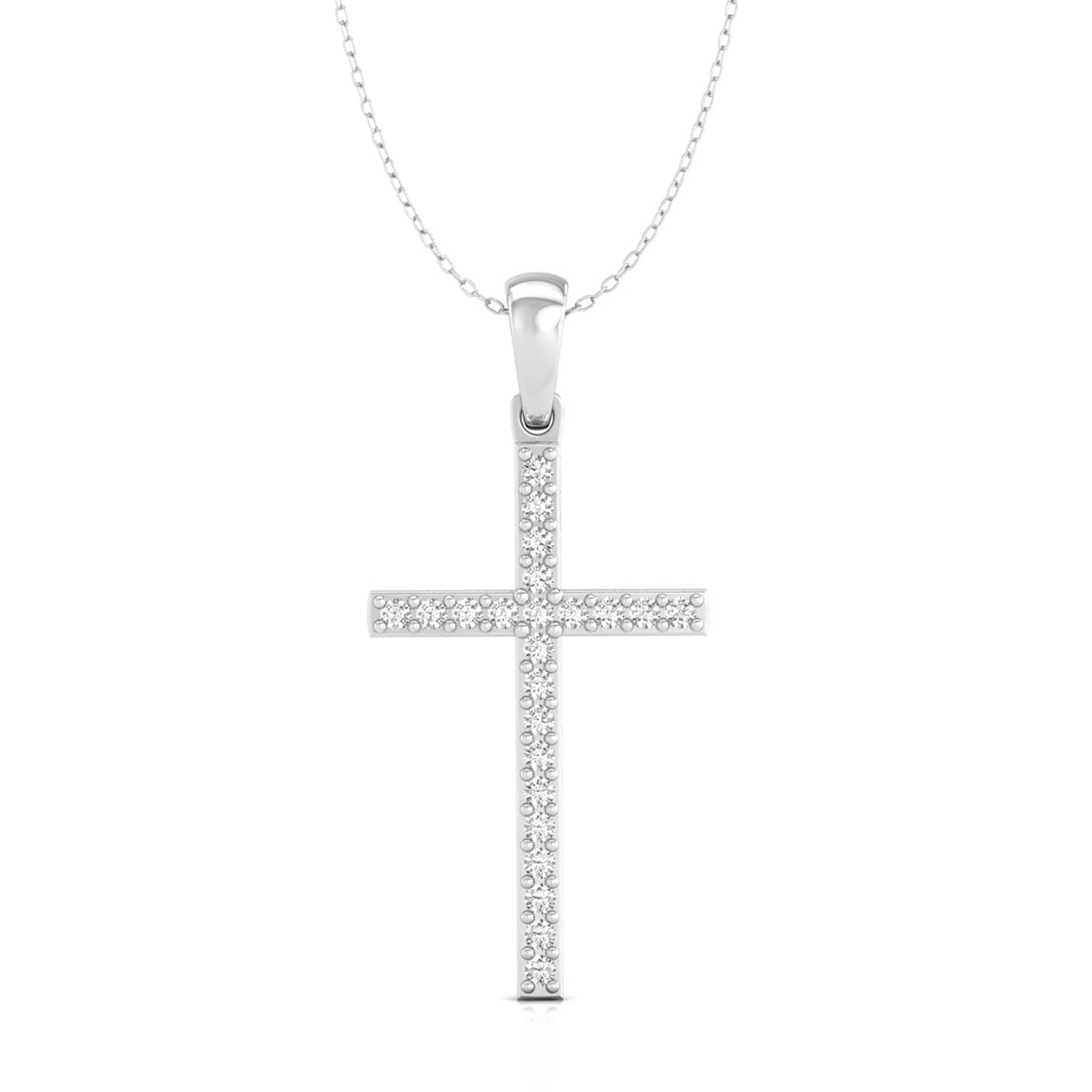1/3 Ct brilliant round natural diamond religious cross necklace